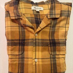 Madewell Yellow Plaid Camp Collar LS Shirt NWOT